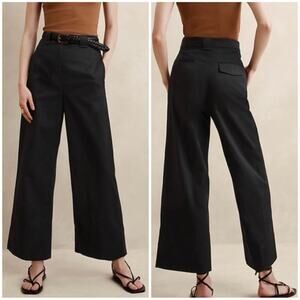 Banana Republic Oceanside Wide Leg Cropped Pant Black 6 Petite